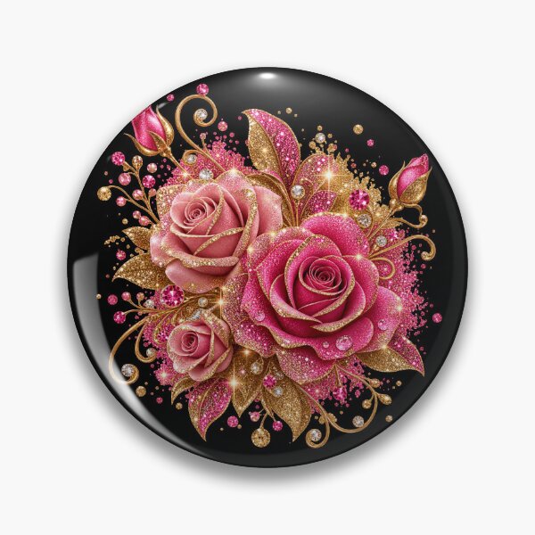 Item preview, Glittering Pink and Gold Rose Bouquet – Luxury Sparkle Floral Design designed and sold by Lily Lola.