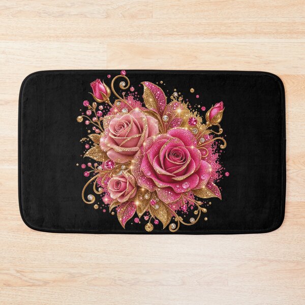 Item preview, Glittering Pink and Gold Rose Bouquet – Luxury Sparkle Floral Design designed and sold by Lily Lola.