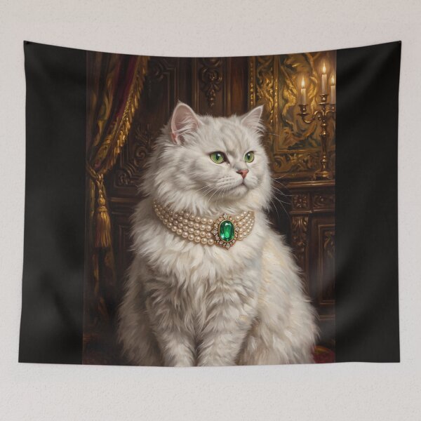 Item preview, Royal White Cat Emerald Necklace designed and sold by The Real Beast Art.
