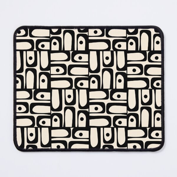 Item preview, Mid Century Modern Abstract Black and Cream Piquet Pattern Tiled designed and sold by kierkegaard.