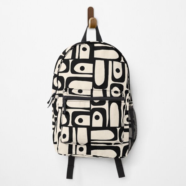 Item preview, Mid Century Modern Abstract Black and Cream Piquet Pattern Tiled designed and sold by kierkegaard.