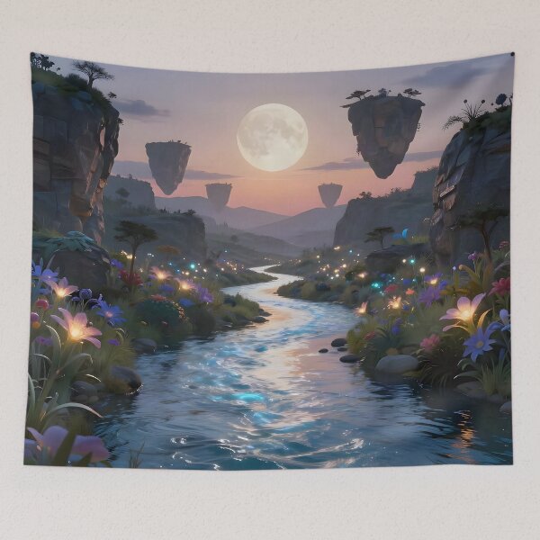Item preview, Magical Islands Floating Above an Enchanted Stream designed and sold by Fanta-sticky.