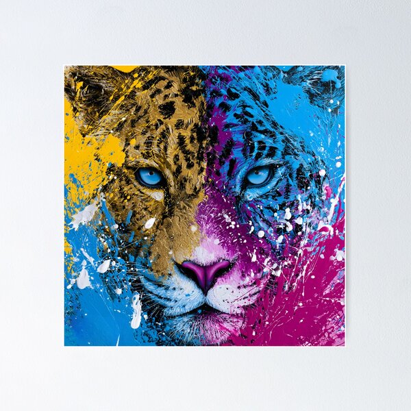Item preview, colorful jaguar, big cat portrait designed and sold by dcrc.