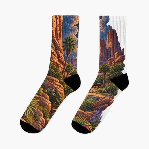 Item preview, Desert Canyon Oasis Fantasy Landscape Galaxy Moon Art Print designed and sold by irfanshikh.