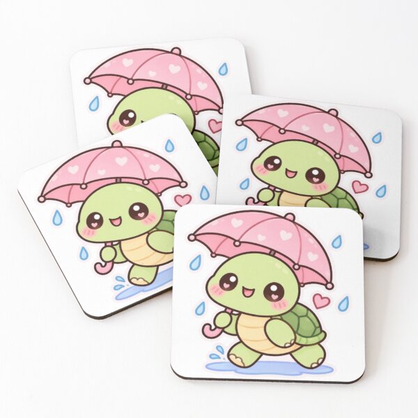 Item preview, Cute Kawaii Turtle Walking with Pink Umbrella designed and sold by Vegasstickers.