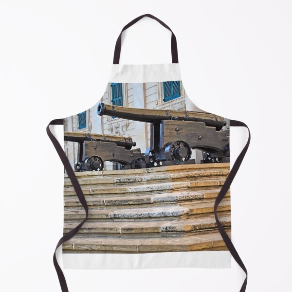 Item preview, Historic black cannons on stone steps of Auberge de Castille in Valletta, Malta designed and sold by goceris.
