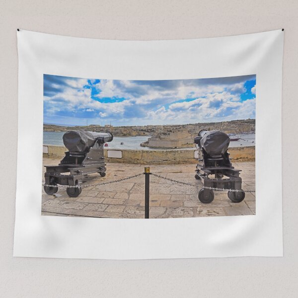 Item preview, Historic black cannons at Upper Barrakka Gardens overlooking Fort St Angelo in Malta designed and sold by goceris.