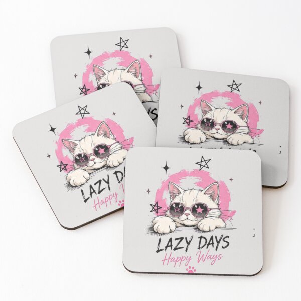 Item preview, Lazy Days Happy Days – Cute Cat Funny Relaxing Design designed and sold by RajDeals.