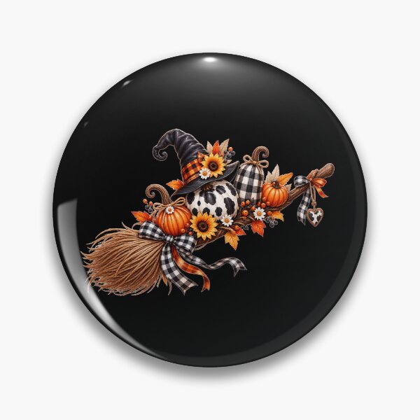 Item preview, Autumn Witch Broom Pumpkin Fall Design designed and sold by Wild Ink Studio by Barbara.