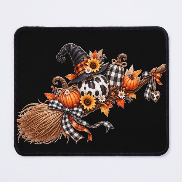 Item preview, Autumn Witch Broom Pumpkin Fall Design designed and sold by Wild Ink Studio by Barbara.