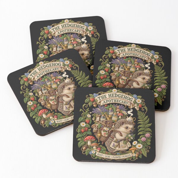 Item preview, Hedgehog Apothecary Embroidery – Cottagecore Herbalist Botanical Art designed and sold by Emoji Emblems.