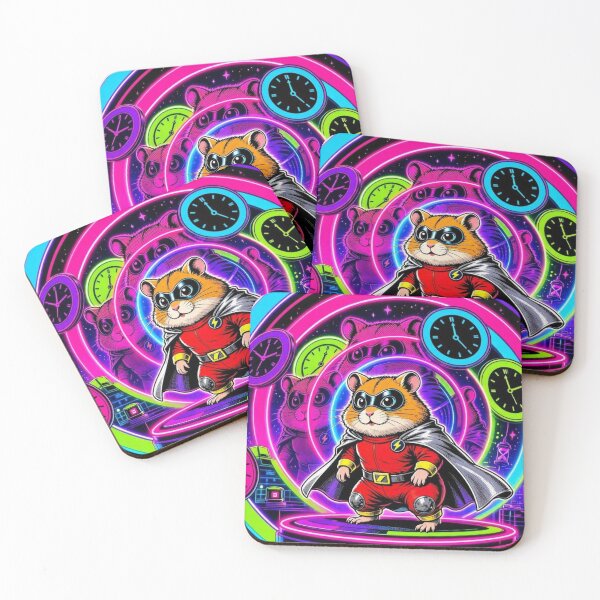 Item preview, Super Hamster Hero – Neon Time Traveler Artwork designed and sold by Dogandesighn.