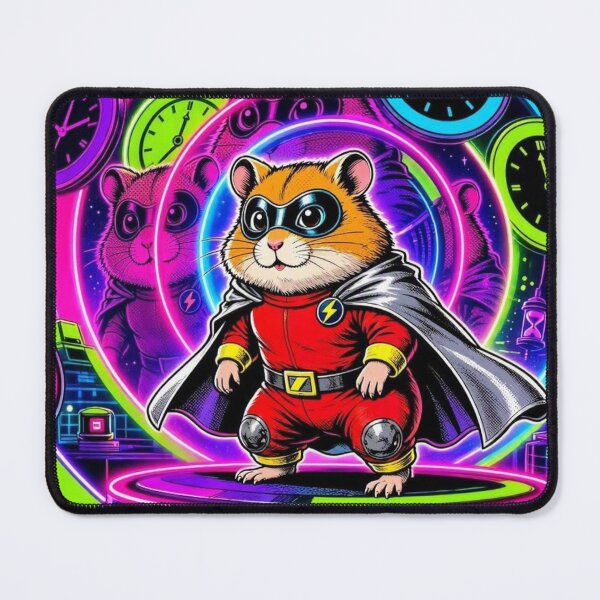 Item preview, Super Hamster Hero – Neon Time Traveler Artwork designed and sold by Dogandesighn.