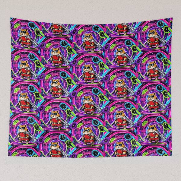Item preview, Super Hamster Hero – Neon Time Traveler Artwork designed and sold by Dogandesighn.