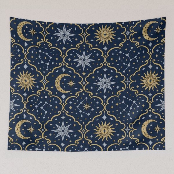 Item preview, Celestial Moon and Stars Damask Seamless Pattern | Vintage Celestial Repeat Design designed and sold by StickyGuys.