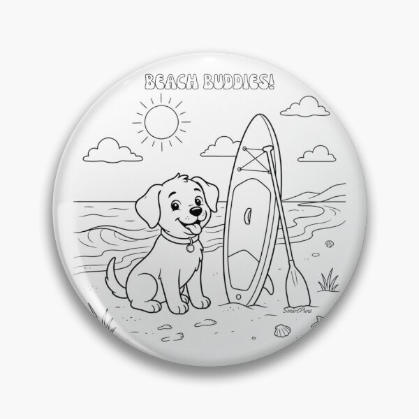 Item preview, Color Me Beach Puppy SUP – Kids Coloring Book Page Stand Up Paddleboarding, Color-Your-Own Dog Summer Vacation Sticker Notebook Apparel designed and sold by SmartPuns.