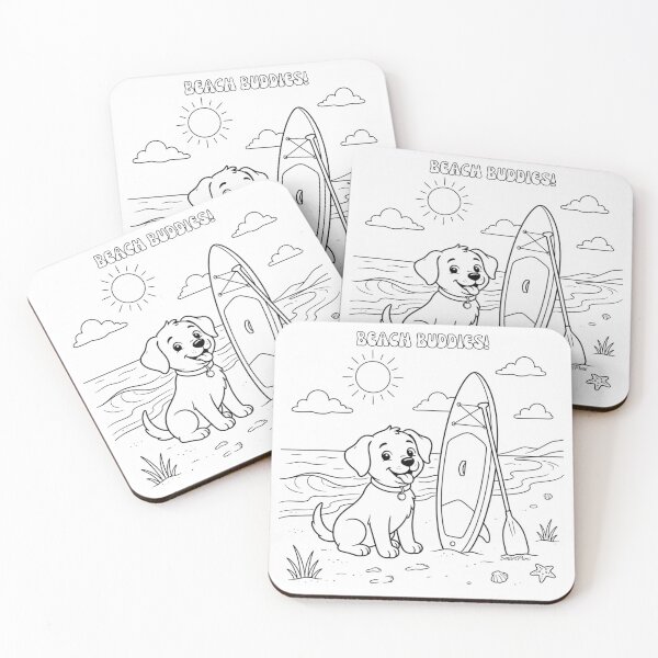 Item preview, Color Me Beach Puppy SUP – Kids Coloring Book Page Stand Up Paddleboarding, Color-Your-Own Dog Summer Vacation Sticker Notebook Apparel designed and sold by SmartPuns.