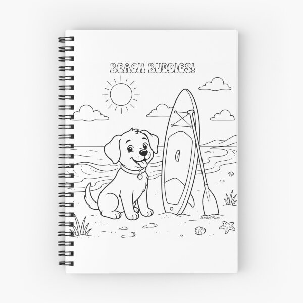 Item preview, Color Me Beach Puppy SUP – Kids Coloring Book Page Stand Up Paddleboarding, Color-Your-Own Dog Summer Vacation Sticker Notebook Apparel designed and sold by SmartPuns.