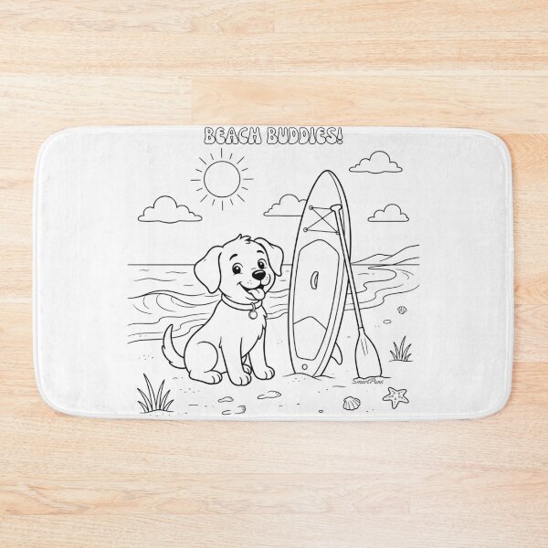 Item preview, Color Me Beach Puppy SUP – Kids Coloring Book Page Stand Up Paddleboarding, Color-Your-Own Dog Summer Vacation Sticker Notebook Apparel designed and sold by SmartPuns.