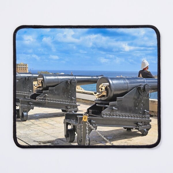 Item preview, Guard in historic British colonial uniform at the Saluting Battery in Valletta, Malta designed and sold by goceris.