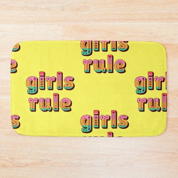 Item preview, Girls Rule quote, typography, folk art, women's power designed and sold by Mauswohn.