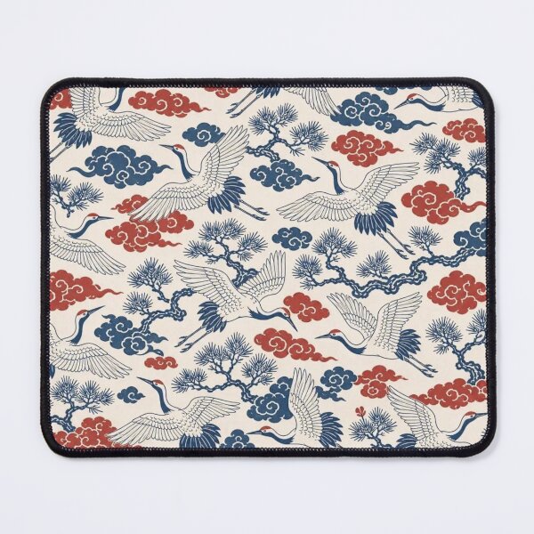Item preview, Crane and Cloud Toile Seamless Pattern | Vintage Japanese Repeat Design designed and sold by StickyGuys.