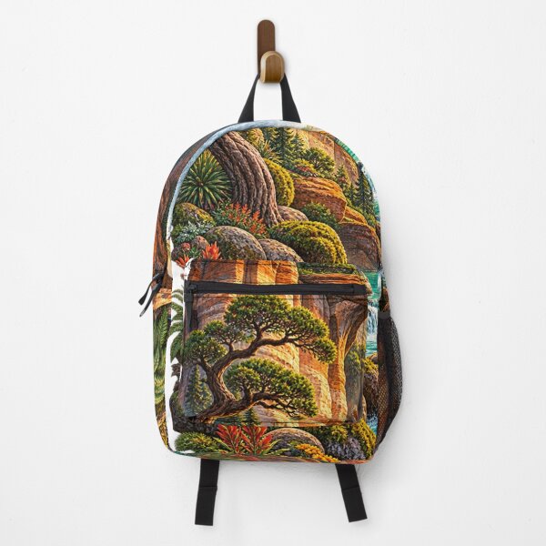 Item preview, Natural Stone Arch Waterfall Canyon Landscape Art Print designed and sold by irfanshikh.