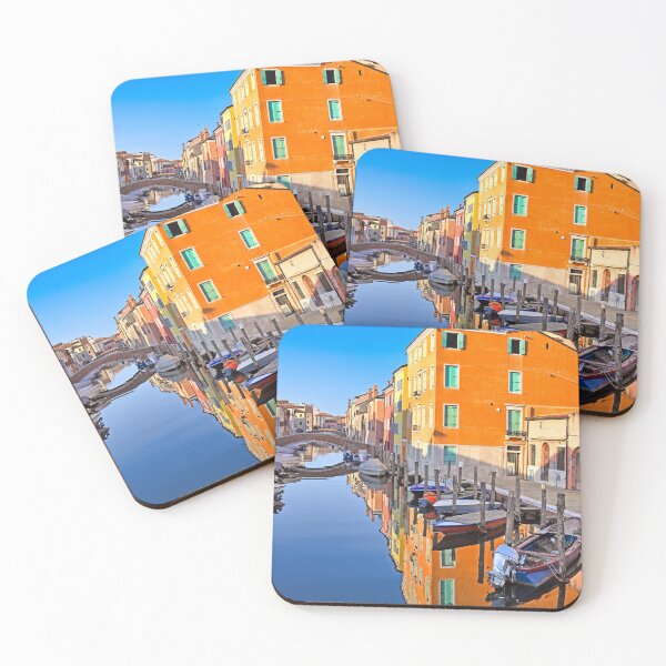 Item preview, Colorful Venetian houses and small boats reflected in Vena Canal, Chioggia designed and sold by goceris.