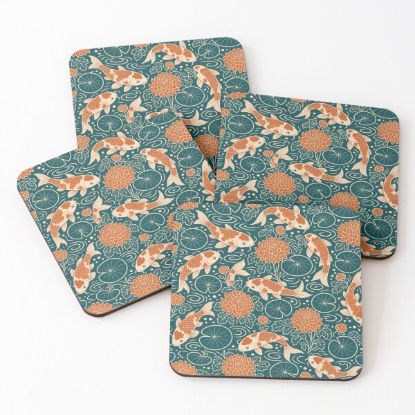 Item preview, Koi and Chrysanthemum Pond Seamless Pattern | Vintage Japanese Repeat Design designed and sold by StickyGuys.