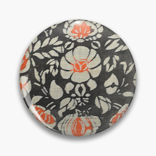 Item preview, Japanese Black and Orange Floral Textile Motif designed and sold by MiraNadaPrints.