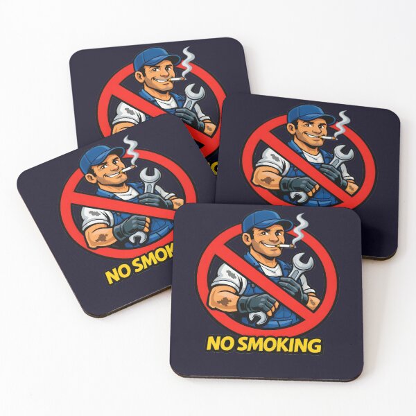 Item preview, No Smoking Sign Mechanic Sticker – Funny Garage Workshop No Smoking Cartoon Vector, Gas Station & Auto Shop Wall Art, Mechanic Gift Graphic designed and sold by SmartPuns.