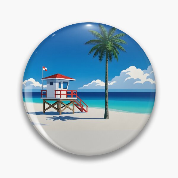 Item preview, Classic Tropical Lifeguard Beach Scene designed and sold by FEBRICAST.