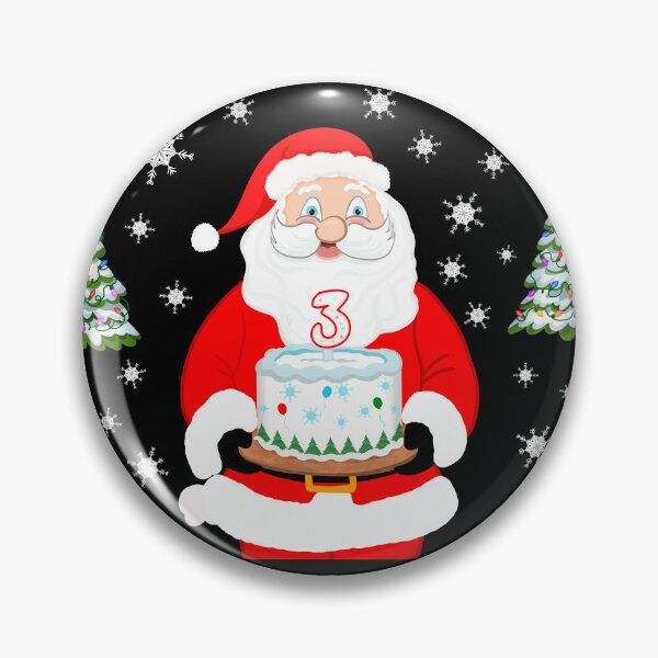 Item preview, Santa Holding Birthday Cake Merry Christmas 3rd Birthday designed and sold by daphsam.