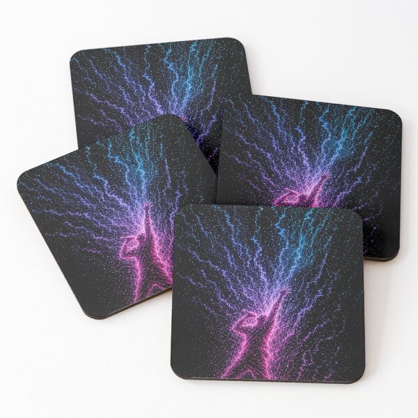Item preview, Neon Particle Dance – Pink & Blue Abstract Energy Art designed and sold by MOCH- ART.