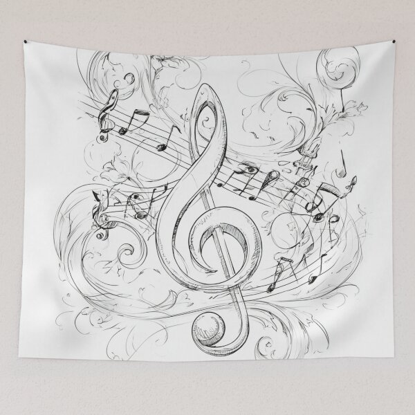 Item preview, Musical note sketch art for music lovers designed and sold by dcrc.