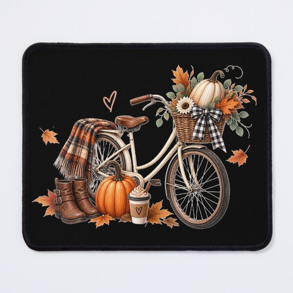 Item preview, Cozy Autumn Bicycle Pumpkin Fall Design designed and sold by Wild Ink Studio by Barbara.