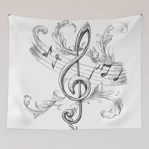 Item preview, Musical note sketch art for music lovers designed and sold by dcrc.