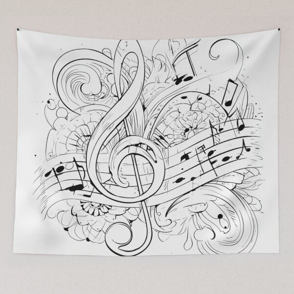 Item preview, Musical note sketch art for music lovers designed and sold by dcrc.