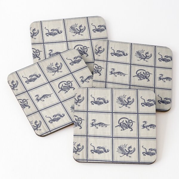 Item preview, Four Legendary Beasts Japanese Textile Pattern designed and sold by MiraNadaPrints.