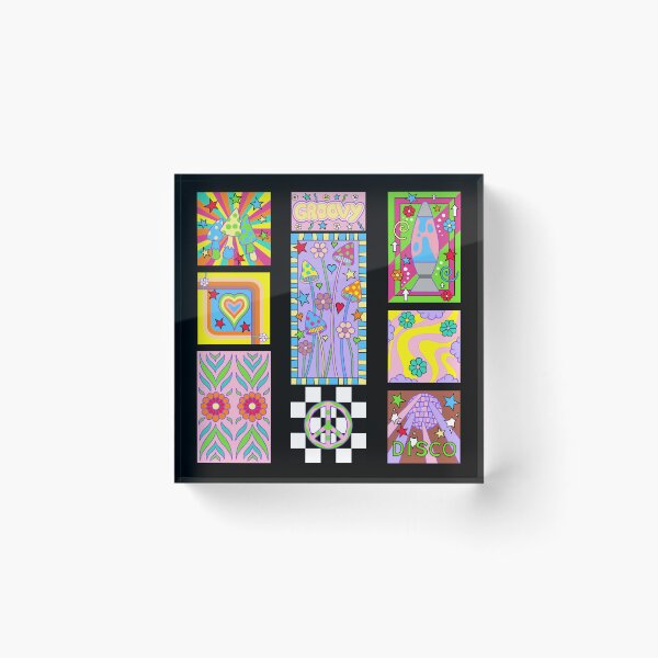 Item preview, Cute Flower Power Retro Psychedelic Patchwork Montage designed and sold by kitschandkawaii.