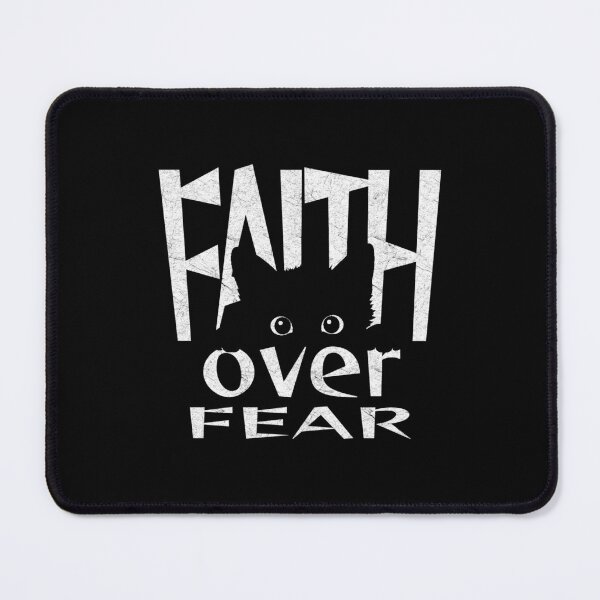 Item preview, Christian Minimalist Typographic with pic Art - Faith Over Fear – Black Cat Negative Space Art | Black designed and sold by ZechJohnRB.