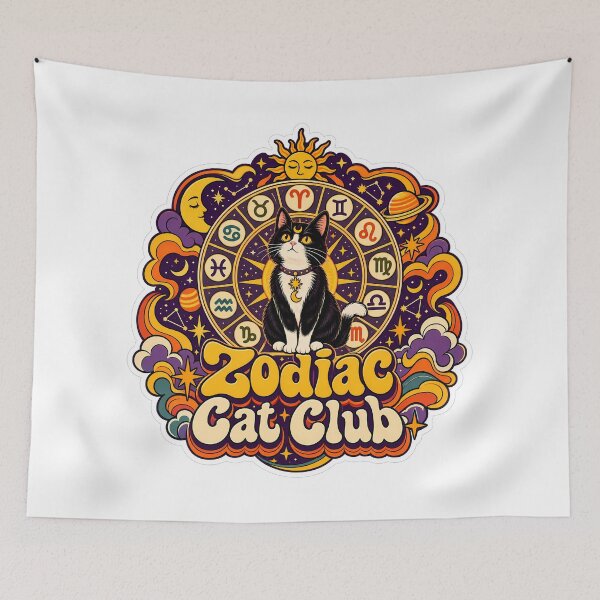 Item preview, Retro Zodiac Cat Club 70s Aesthetic designed and sold by Retro Whiskers.