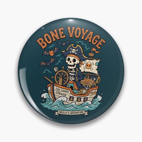 Item preview, "Bone Voyage" Skeleton Captain Halloween Nautical Coastal Design designed and sold by Sea Gem.