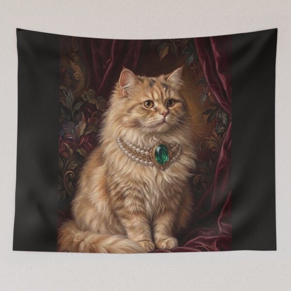 Item preview, Royal Fluffy Cat Emerald Necklace designed and sold by The Real Beast Art.
