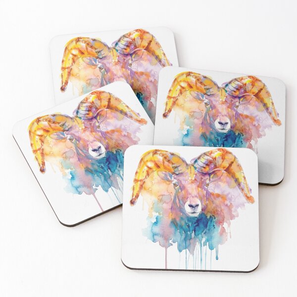 Item preview, Bighorn Ram, Golden Horns and Teal Drips designed and sold by caracatita75.
