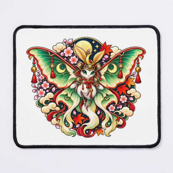 Item preview, The Moonlit Moth Samurai | Enchanted Japanese Fantasy Moth Warrior | Cherry Blossom & Maple designed and sold by MrDev.