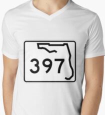 Florida State Road SR 397 | United States Highway Shield Sign V-Neck T-Shirt