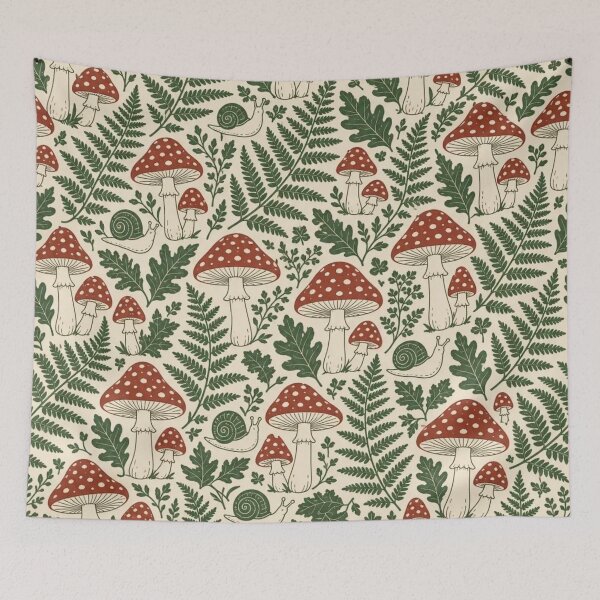 Item preview, Cottagecore Toadstool Forest Seamless Pattern | Vintage Mushroom Repeat Design designed and sold by StickyGuys.