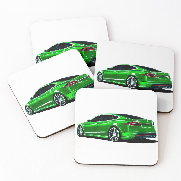 Item preview, Exclusive drawing american popular modified electric car green Model S Plaid designed and sold by Cars23.