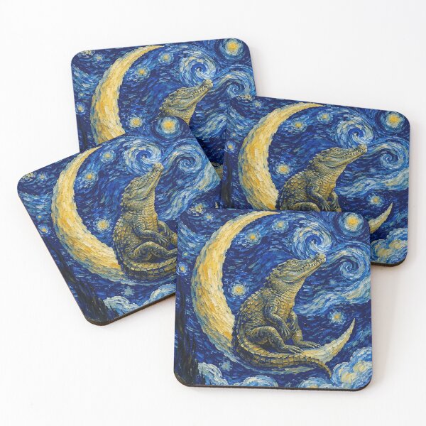 Item preview, Funny Crocodile Starry Night Painting Cute Moon Stars Boys Girls Kids designed and sold by FurryHavenPH.